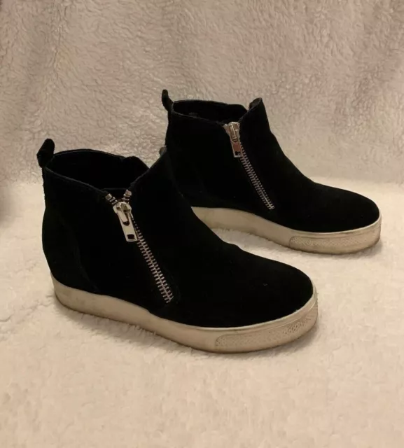 Steve Madden Women's Wedgie Sneaker BLACK SUEDE SIZE 8 M