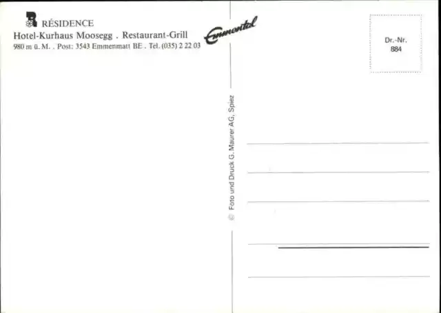 Résidence Hotel Kurhaus Moosegg Restaurant-Grill bei Emmenmatt BE Schweiz ~1980 2