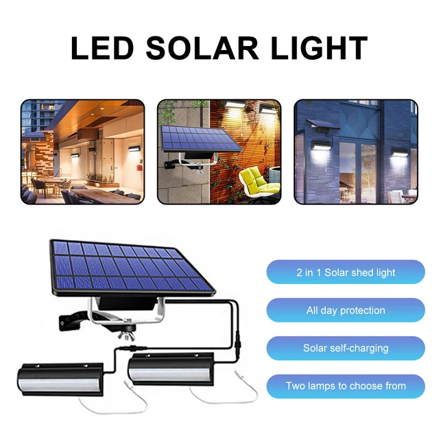 LED Solar Pendant Hanging Light Panel Powered Lamp Garden Yard Shed Lighting