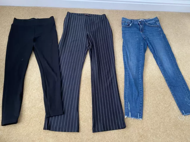 Leggings da donna jeans denim taglia 10 Zara Next 36EU neri a righe