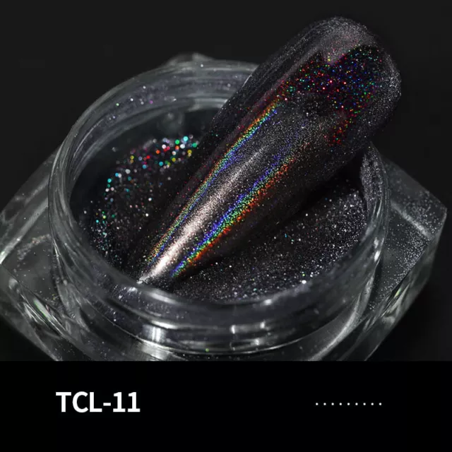 1-4pcs Rainbow Holographic Lase Powder Nail Glitter Chrome Pigments Decoration