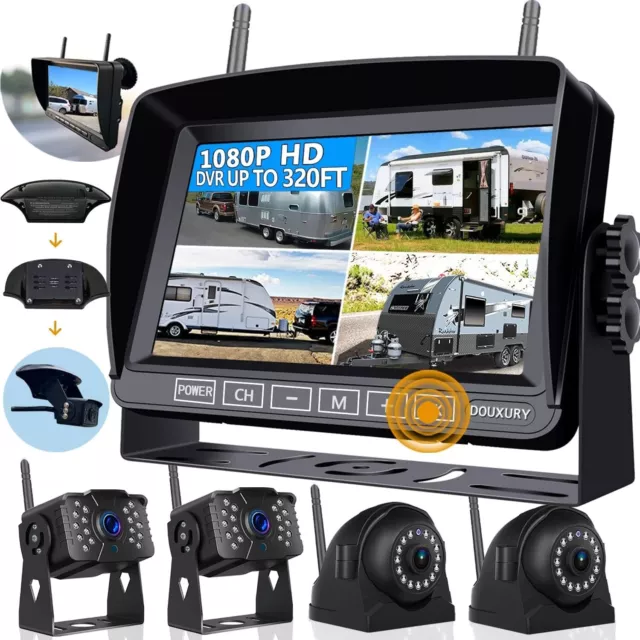 Wireless Rv 4 Camera System - Backup Rear View Camera - Screen HD 1080P Trailer