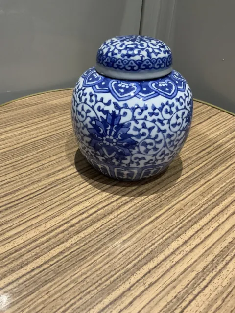 Ginger Jar With Lid Chinese Porcelain Small Jar Ceramic Blue & White Flowers