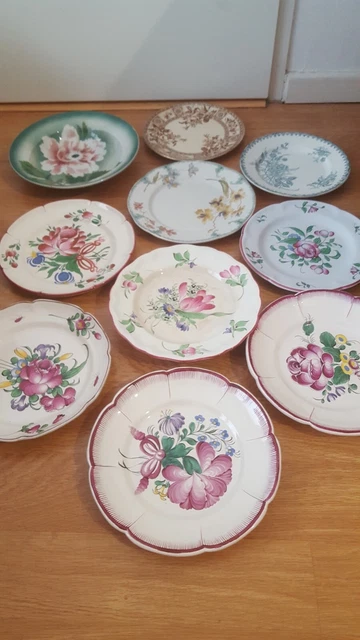 Assiette ancienne - décor fleurs - Faïence Céramique Porcelaine - 9E AU CHOIX