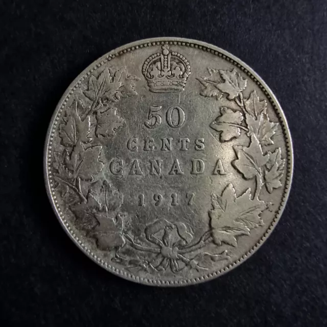 Canada 1917 50 Cent Silver Coin KGV