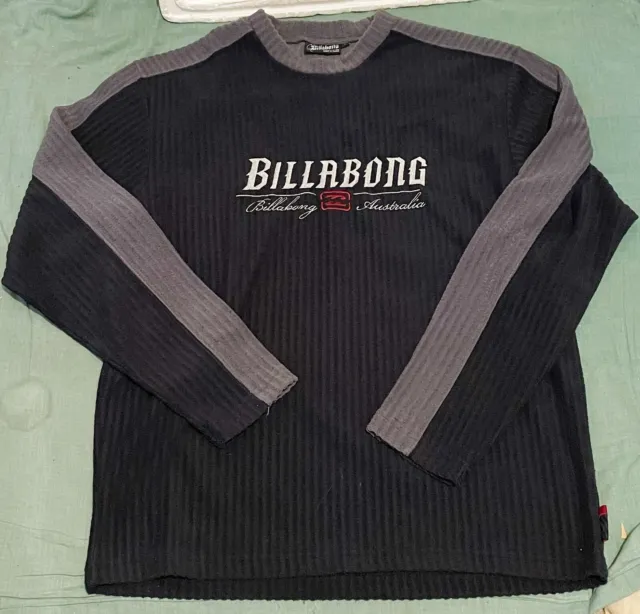 VINTAGE Billabong Corduroy Knit Sweater Jumper Y2K 2000s Embroidered SIZE LARGE