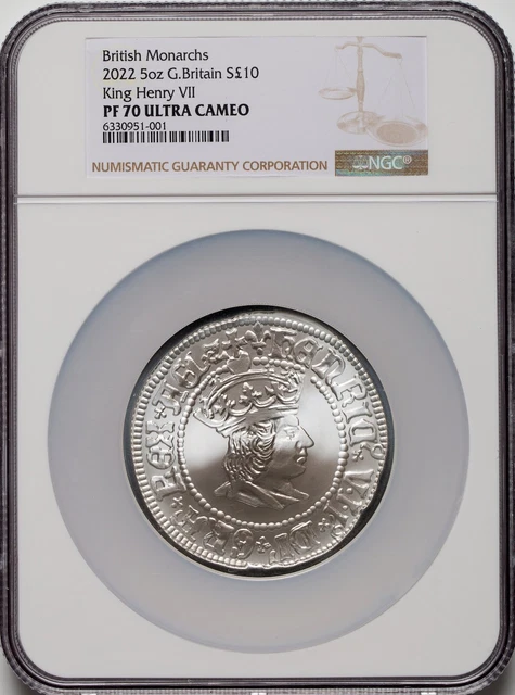 2022 Great Britain "King Henry VII" 5oz Silver NGC PR70 UC, 1 of 275 Rare Proof