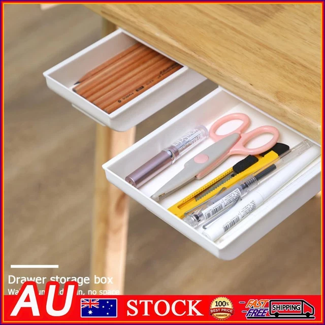 Under Desk Self-adhesive Table Drawer Storage Box Desktop Organizer Tray Box