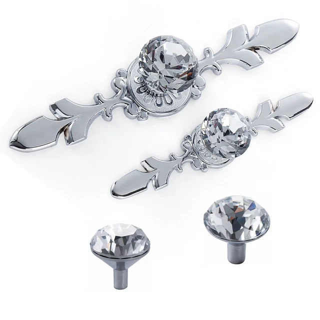 Beautiful Drawer Glass Crystal Cabinet Handles Closet Door Knobs Wardrobe Pulls