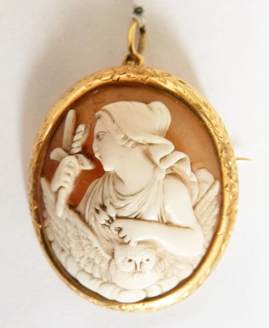 Broche-pendentif Vintage Camée En Or 18 Carats - XIXe Siècle - Sculpture Coquille - Espagne