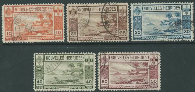 New Hebrides (French currency) 1938 5 values to 50c FU