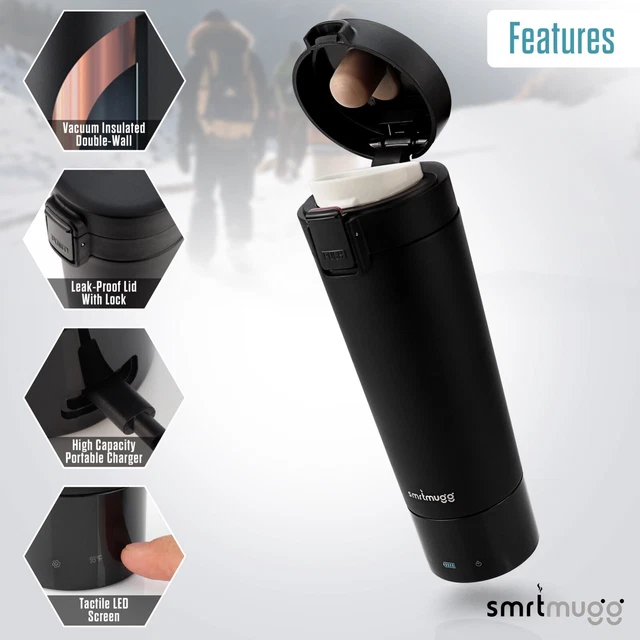 SMRTMUGG Heated Coffee Mug, All Day Battery Life, 10 oz capacity. 3