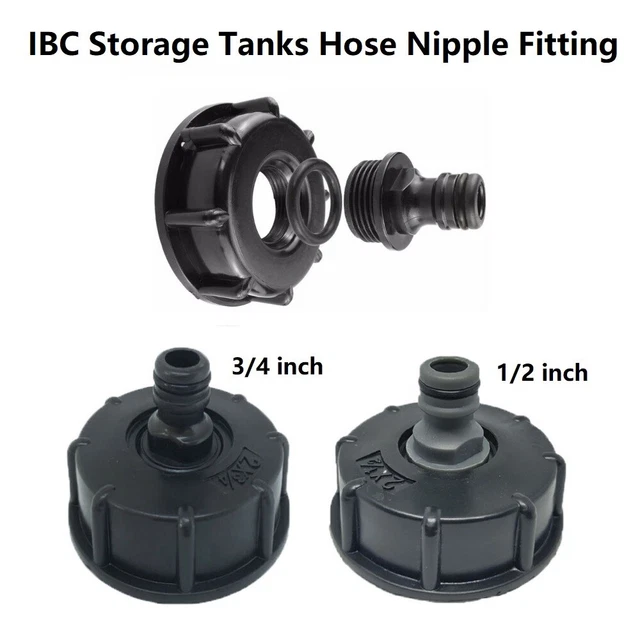 Adattatore coperchio serbatoio IBC S60x6 a 1/2"=DN15 3/4"=DN20 connettore capezzolo