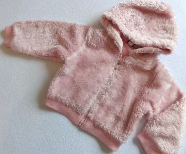 ~OshKosH Teddyfell Jacke 98-104 Kuscheljacke Rosa Glitzer Kapuze HOODIE Mädchen