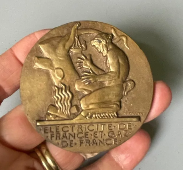 Médaille en bronze Electricité de France et gaz de France signée H. Dropsy