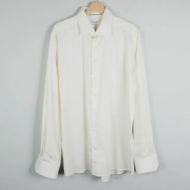 ETON SHIRTS Sweden Mens Size 44 or 17.5 Off White Long Sleeve Contemporary Shirt