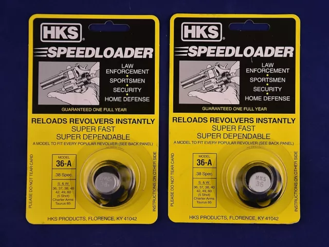 2 Pack HKS 36-A Speed Loader 38/357 Mag Fits S&W Taurus 2Pk 36-A