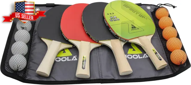 Premium Family Table Tennis Set 4 Paddles 10 Balls Case for Indoor/Outdoor Play