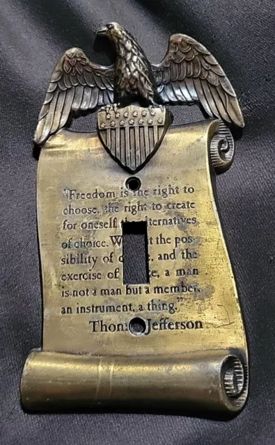 Vintage American Eagle Freedom Thomas Jefferson Brass Single Light Switch Cover