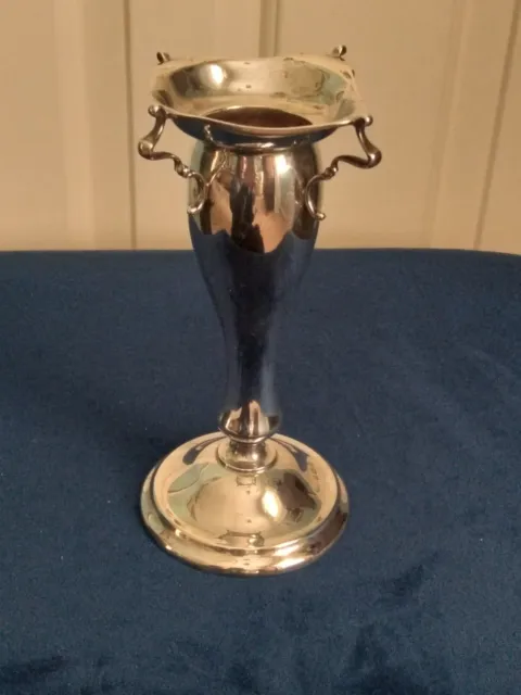 Antique 1913 English Hallmark Birmingham Sterling Silver Vase by W&F Rabone