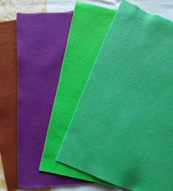 A4 Dovecraft felt sheets pack of 4 # greens, brown, purple