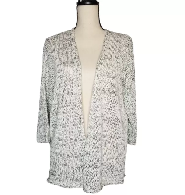 Eileen Fisher Womens Size Medium Cardigan Organic Cotton Linen Open Front Knit