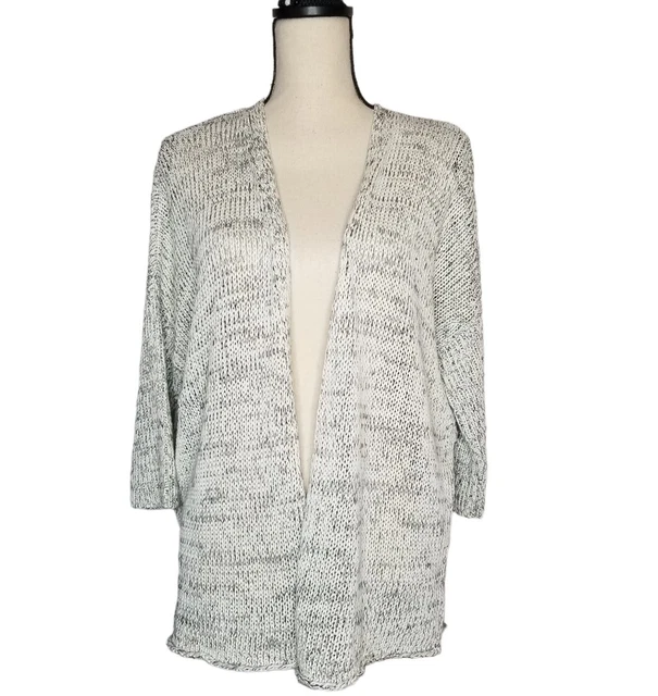 Eileen Fisher Womens Size Medium Cardigan Organic Cotton Linen Open Front Knit