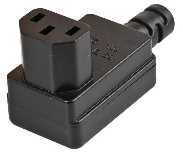 Right Slanted Plug In PRO ELEC - Rewireable IEC C13 Plug, Right Angled, Black £6.16 - PicClick UK