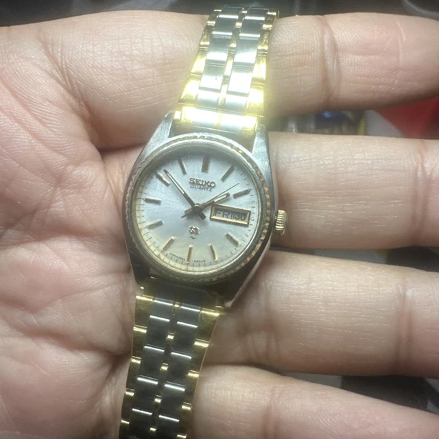 WORKS VTG SEIKO SQ Ladies watch Date Two Tone Quartz New 