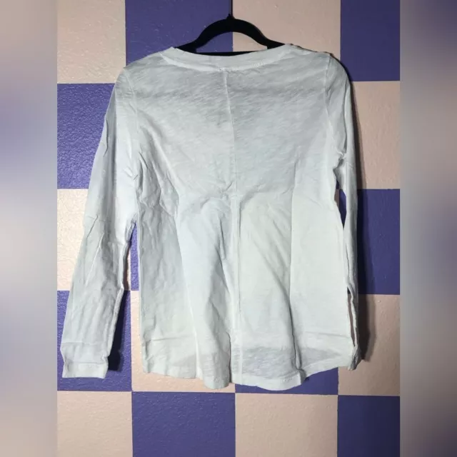 NWT Bobi V-Neck Long Sleeve Tee in White - Size S 2