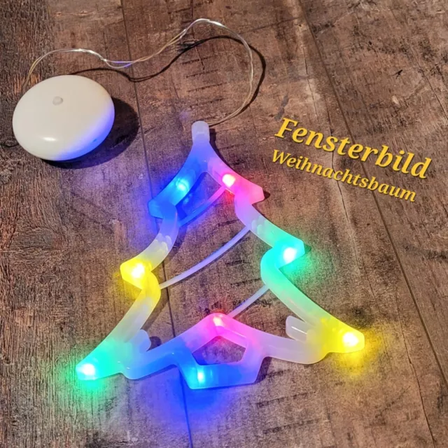 Fensterbild Weihnachtsbaum LED - Fensterdeko mit Timer - Fenster Silhouette