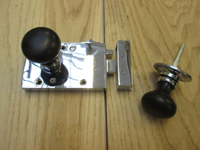 Solid Brass Rim Door Knob & Bedroom Latch Set – Vintage Victorian Cottage Style