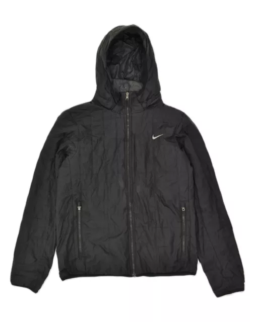 NIKE Womens Hooded Reversible Jacket UK 14 Medium Black Colourblock WD06