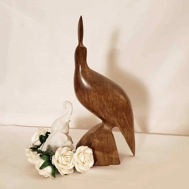 Handcarved Wooden Ironwood Quail Bird Figurine, vintage wood quail sculpture