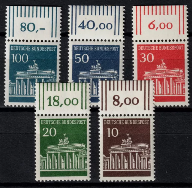 BRD Brandenburger Tor Mi. - Nr. 506 - 510 mit Oberrand komplett postfrisch