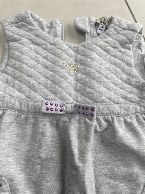 Abito da bambina Armani 9 mesi grigio logo rabbia perla 2