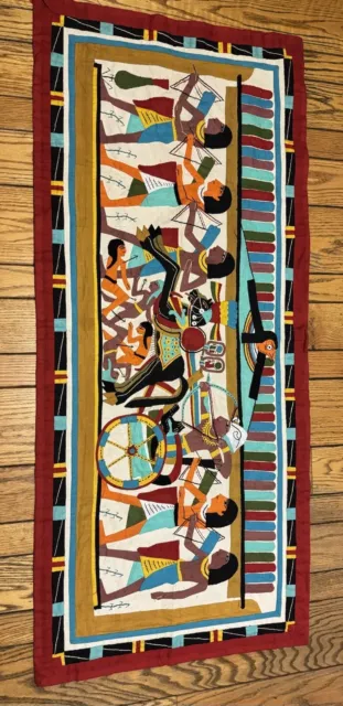 Vintage Egyptian 62” X 27” Horizontal Textile Tapestry
