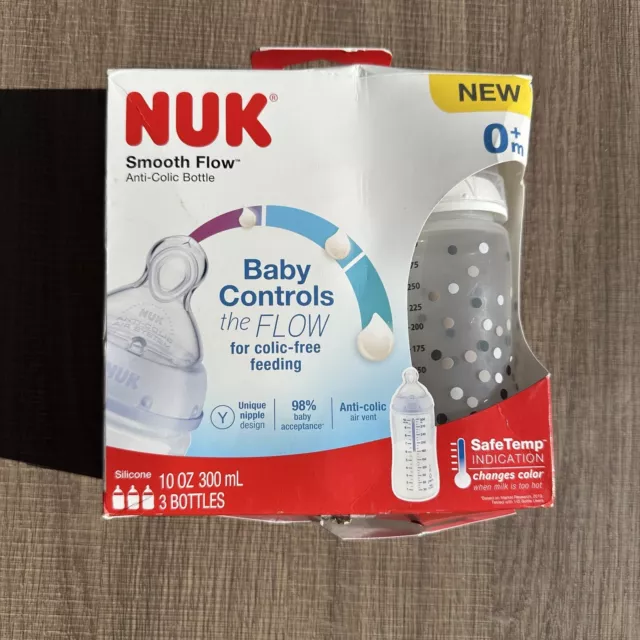 NUK smooth Flow Anti Colic Baby Bottle 10oz 3 Pack