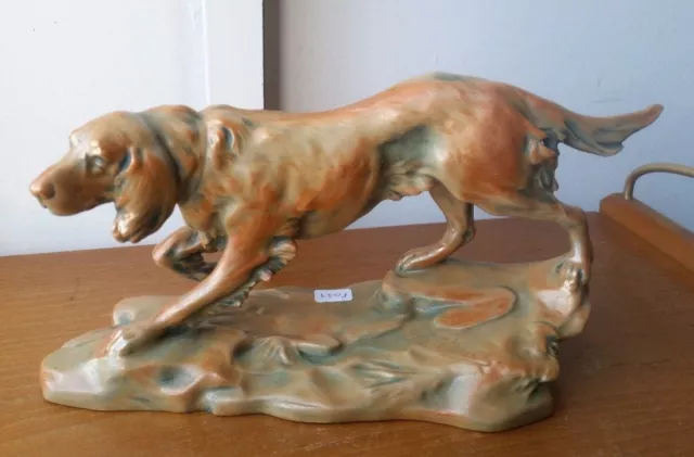 Majolica DOG by Bernhard Bloch,Signed Th. Schoop luster art nouveau ceramic