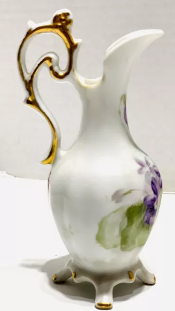 Wade Signed 5” Victorian Porcelain Bud Vase Violet Hand Painted Footed FC