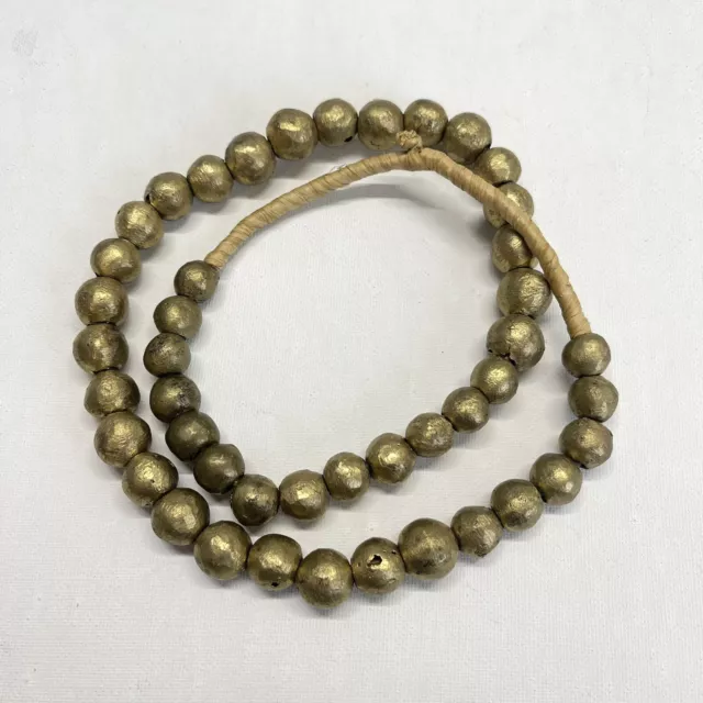Vintage Large Round Brass Beads Old Nigerian Africa Strand 45 Beads 11-15mm