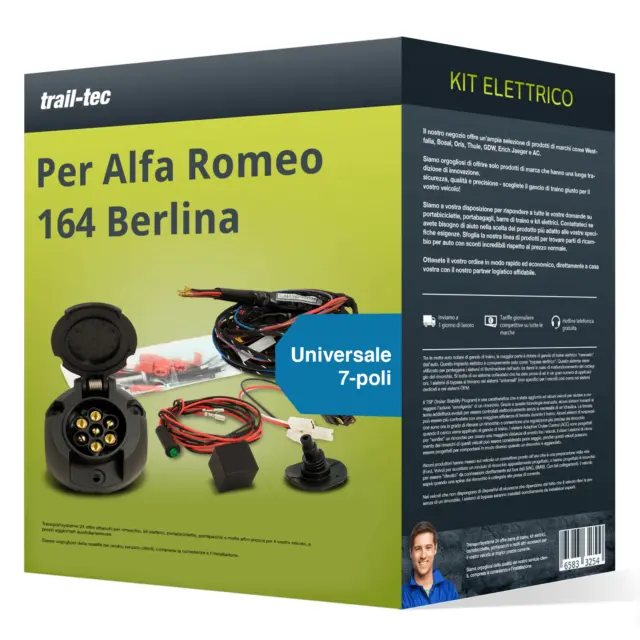 Kit elettrico uni 7 poli adatto per ALFA ROMEO 164 Berlina 87-98 trail-tec Nuovo