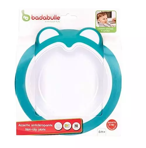 Badabulle non slip plate Ice blue for child to learn to eat alone by Babymoov 3