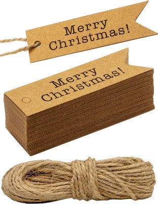 per Bomboniere San Valentino Artigianato Etichette Carta Kraft Tag Regalo Cartoncino 9,5*4,5cm Marrone + Bianco 200pz con Spago di Iuta 