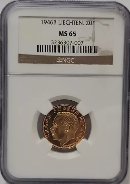 1946B Liechten 20F Gold Coin Ngc Ms65................................      Rm241