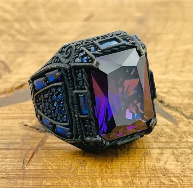 MEN SILVER RING, Purple Amethyst Gemstone Ring, 925K Mens Jewelry, All ...