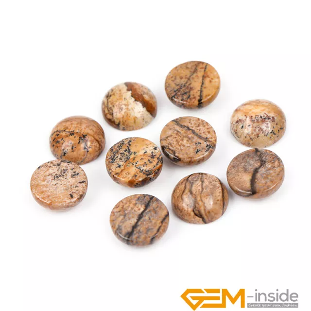 Natural Gemstone Picture Jasper CAB Cabochon Beads For Jewelry Making 5 Pcs YB