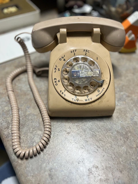 Teléfono beige vintage con esfera giratoria AT&T/cable nuevo
