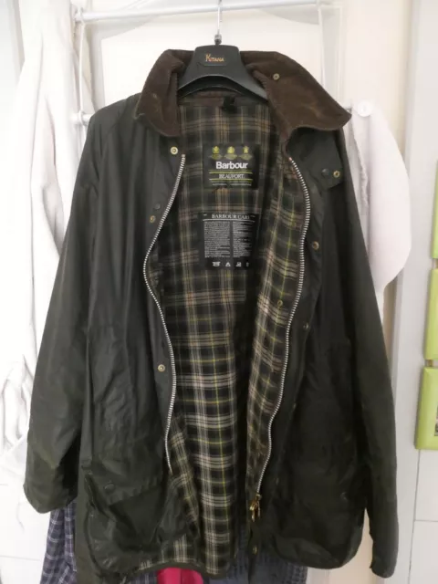 barbour beaufort occasion vert XL bon état général avec trace d'usure