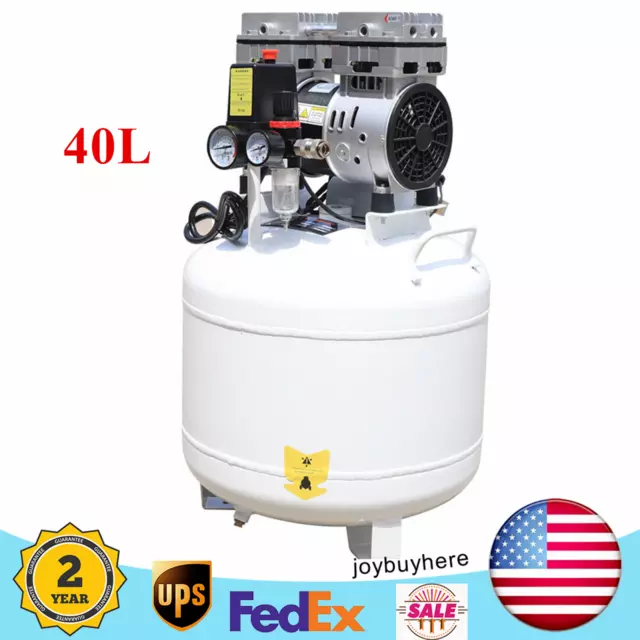 40Liter Portable Dental Air Compressor Oil Free Silent Air Pump 115PSI